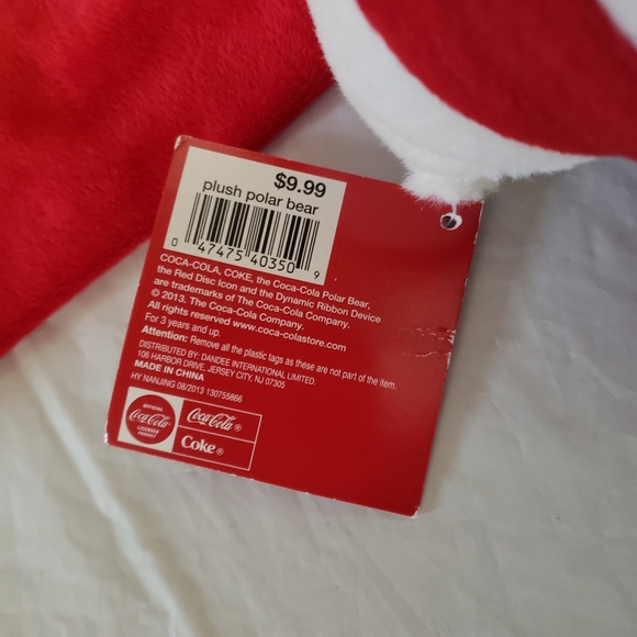 NWT 2013 Coca Cola Coke White Plush Polar Bear Scarf 7" Toy Stuffed Animal Sit - Picture 6 of 13